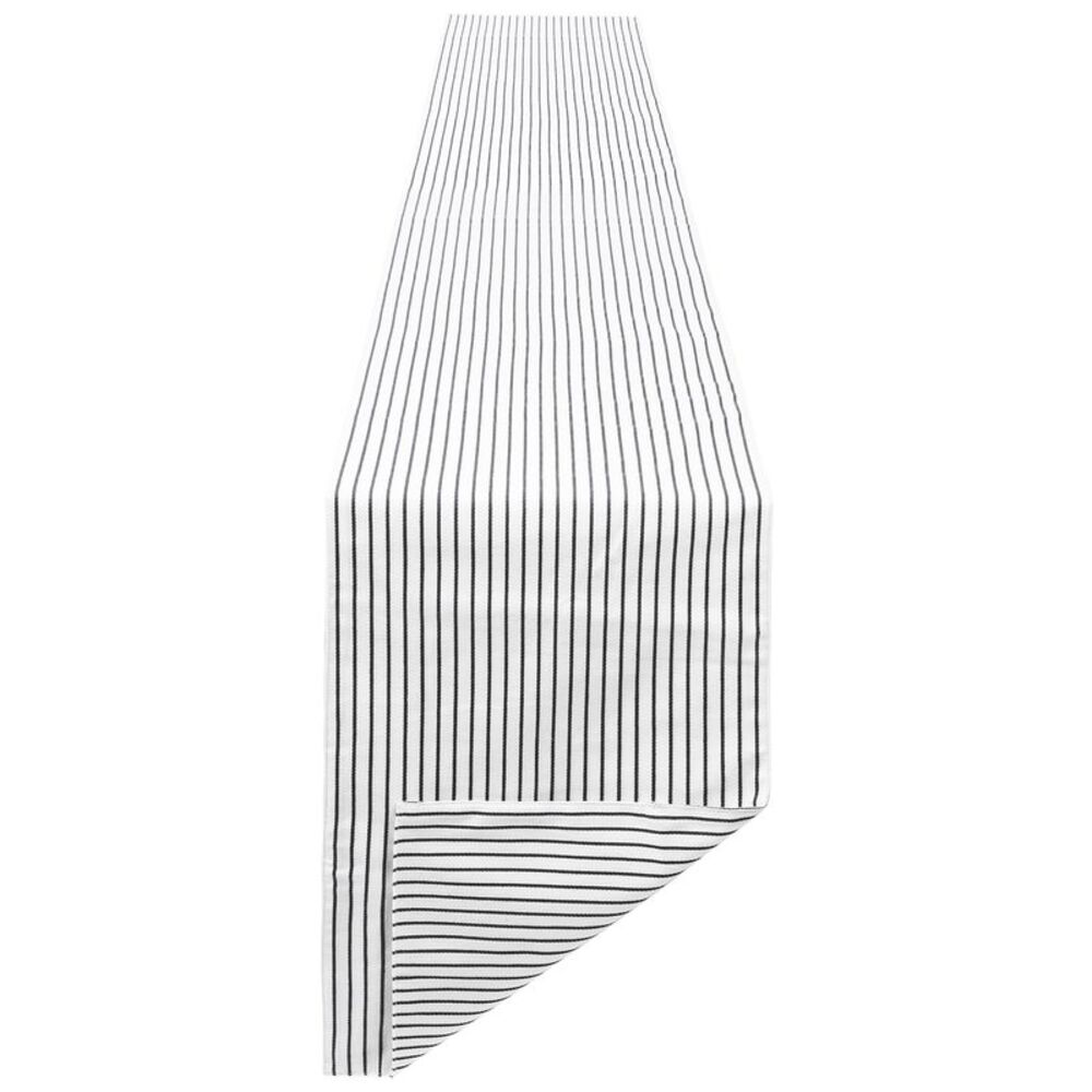 Stripe Cotton Table Runner Family Dinners Party Black White 14"x72"